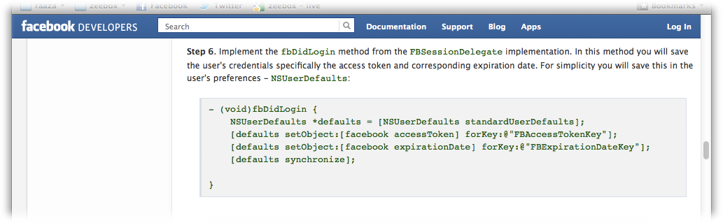 facebookAccessTokenUserDefaults